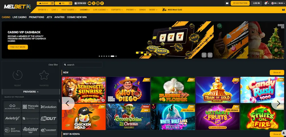 Melbet Casino Games Screenshot